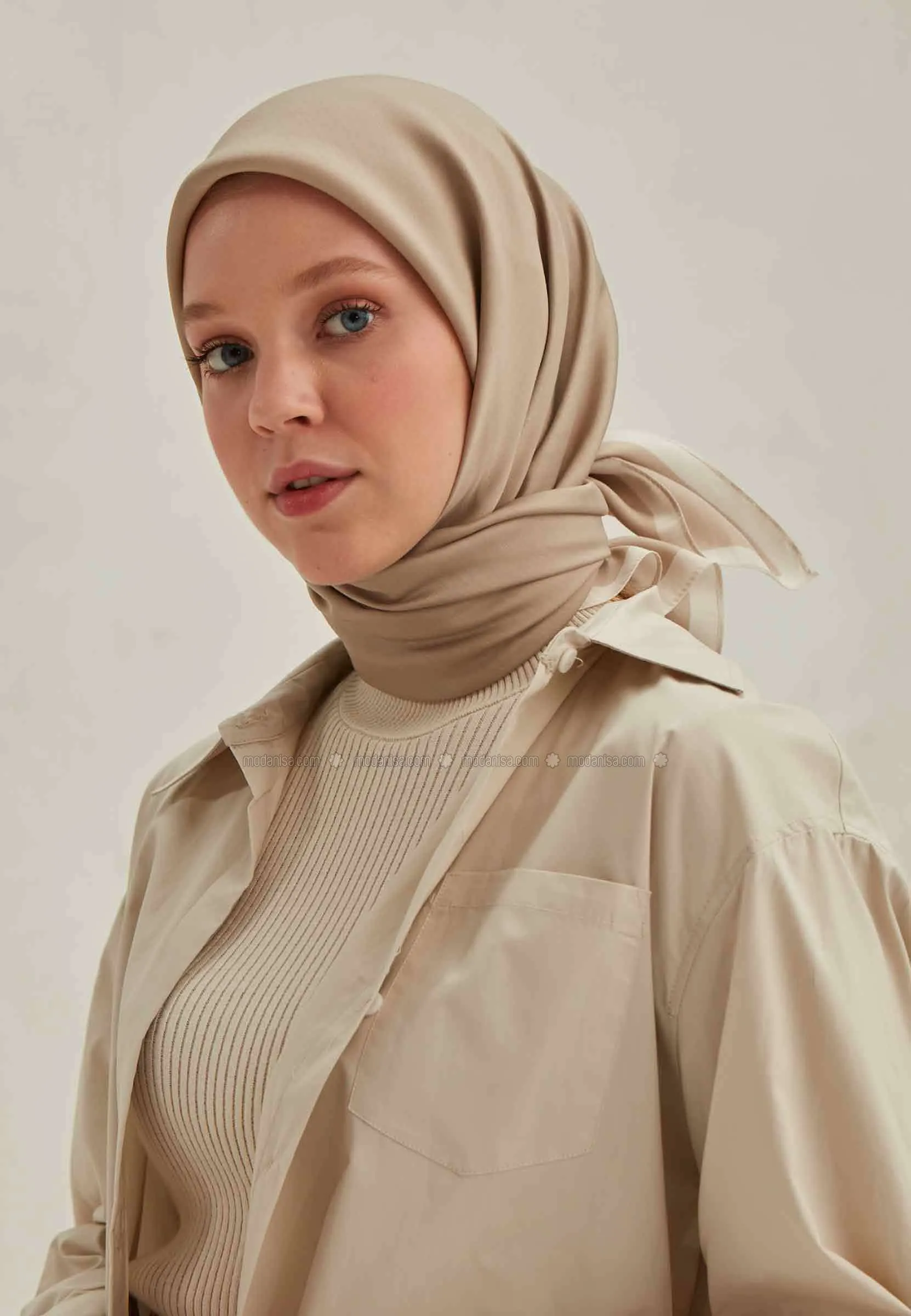 Beige - Plain - Scarf