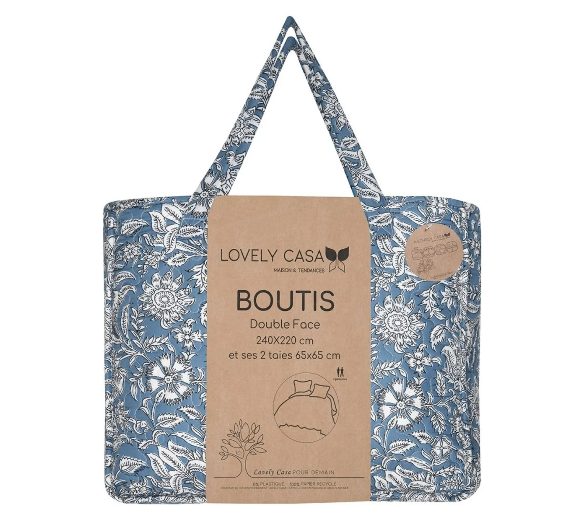Boutis 260x240 Avec 2 Taies Et Sac Julianne Bleu