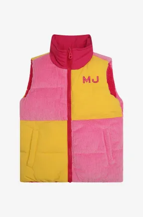 Doudoune sans manches en coton fille colour block