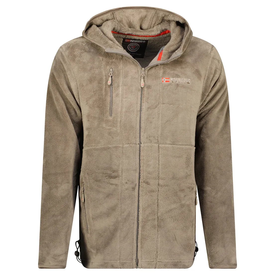 Geographical Norway Upload Hood Homme - Broderie Poitrine et Poches Zippées Taupe Taupe