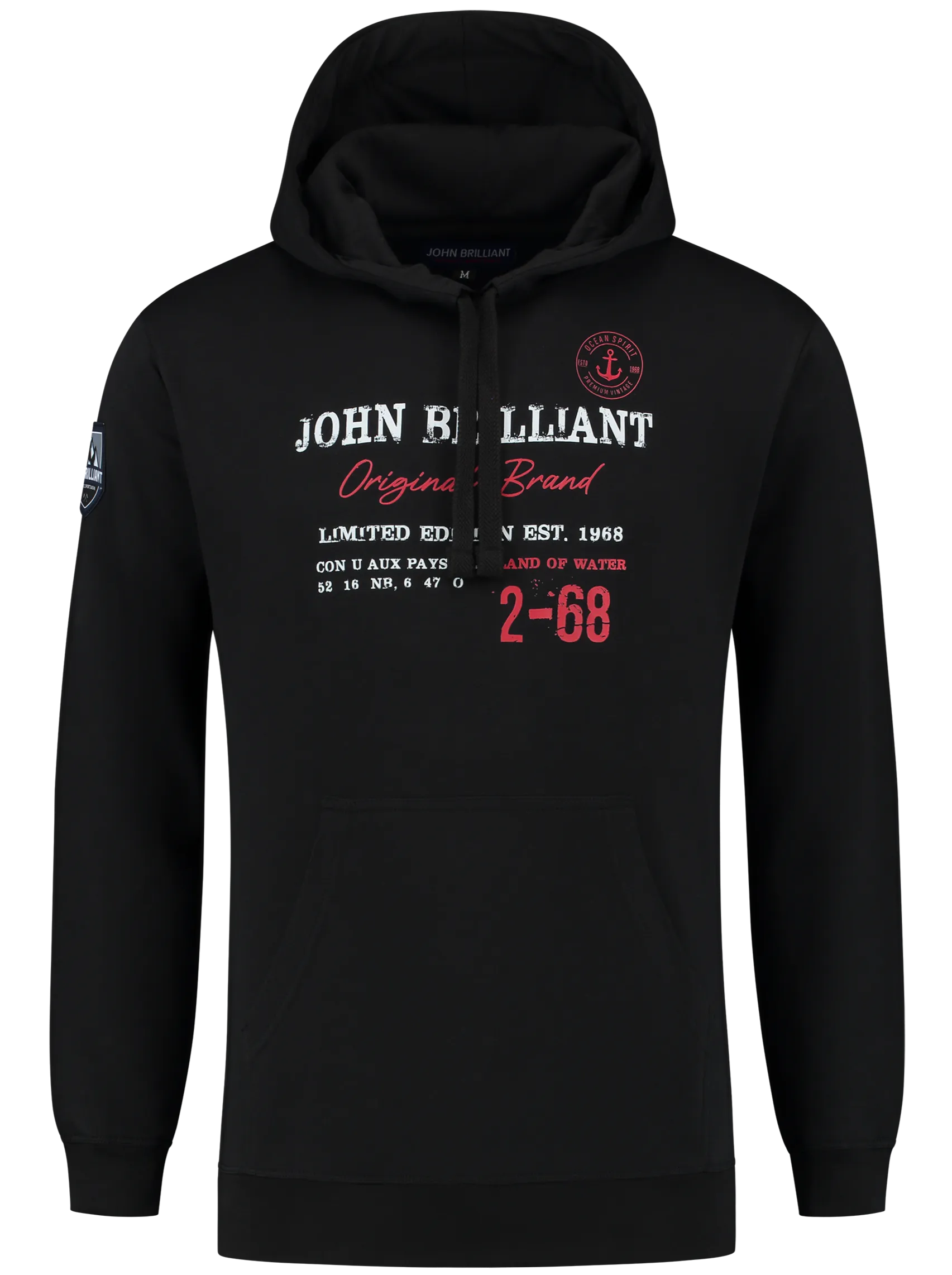 Hoodie sweatshirt with nautical print, black