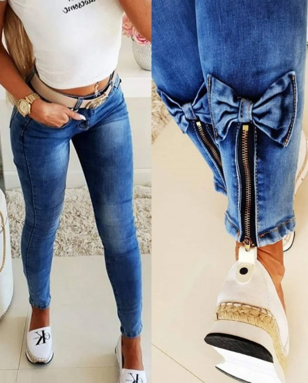 Jean  skinny boutonné à taille femme
