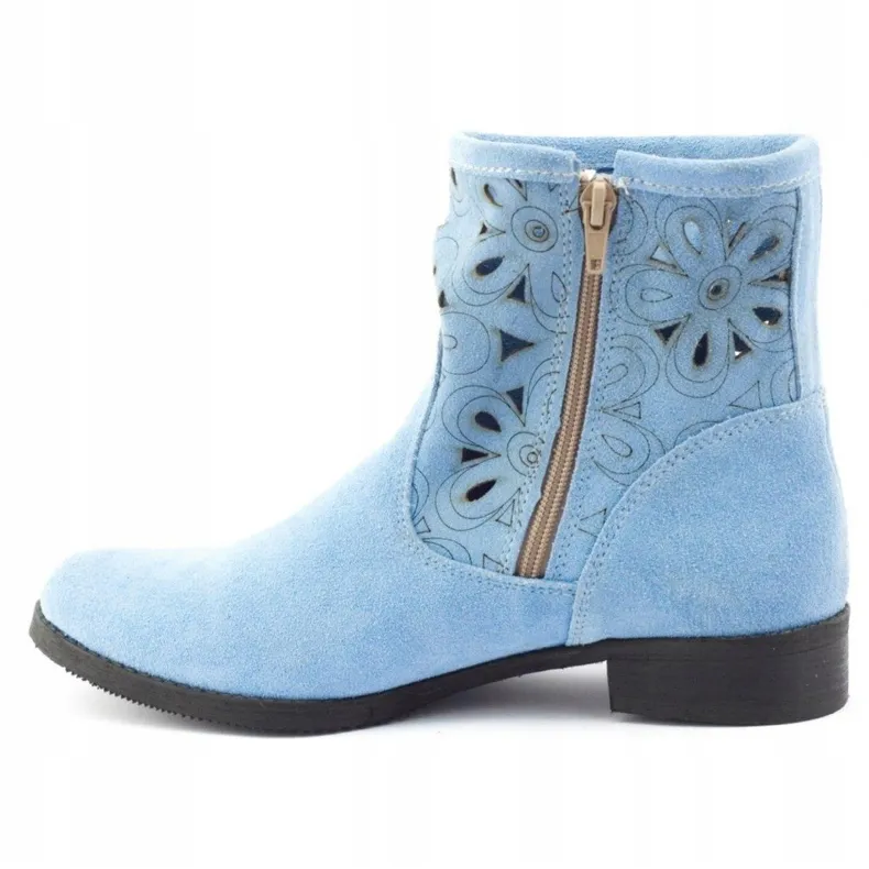 Olivier Confortable bottines ajourées bleu Alice