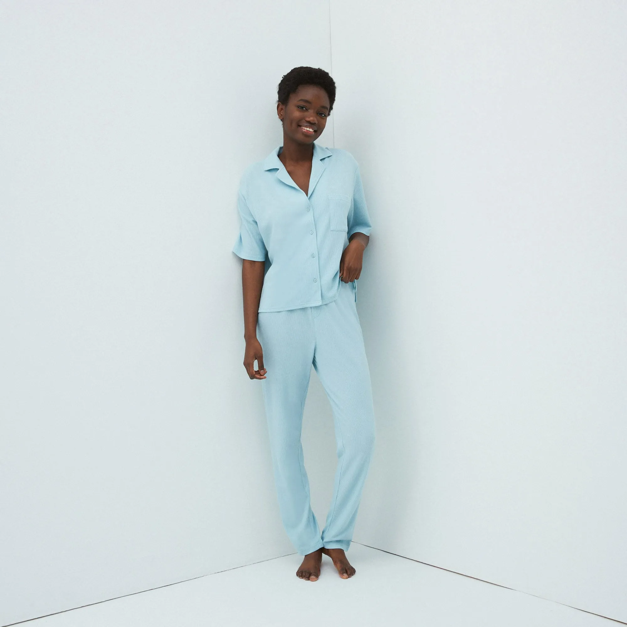 pantalon en matière gaufrée