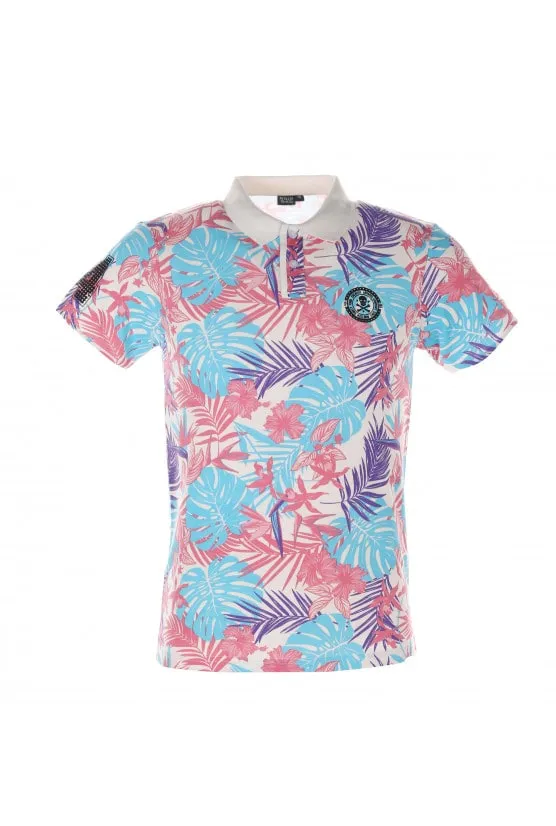 Polo pique AOP tropical
