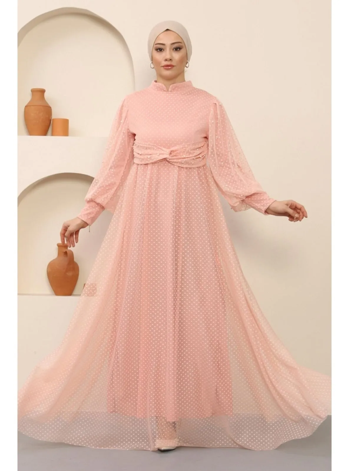 Powder Pink - Modest Evening Dress