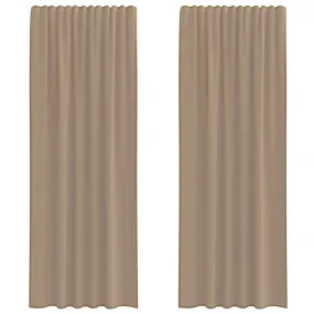 Rideaux en voile avec boucles 2 pcs marron clair 140x260 cm