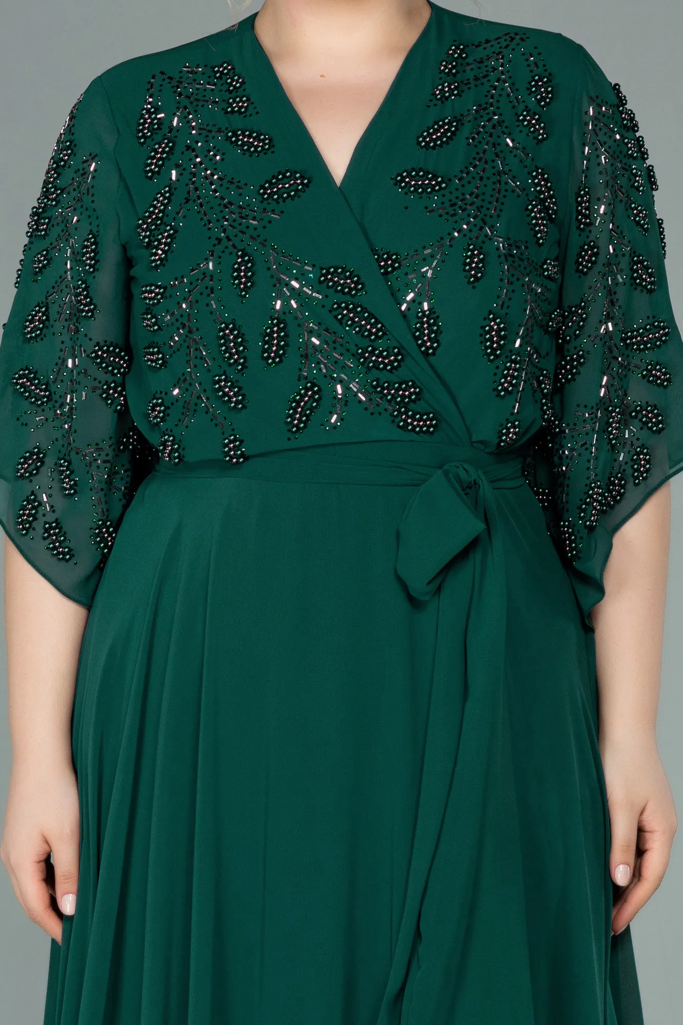 Robe De Soirée Grande Taille Mousseline Longue Émeraude ABU2071