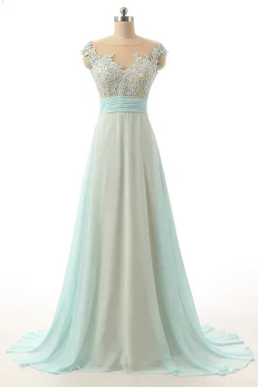 Robe longue bleu pastel vintage appliquée de dentelle pour fiançailles