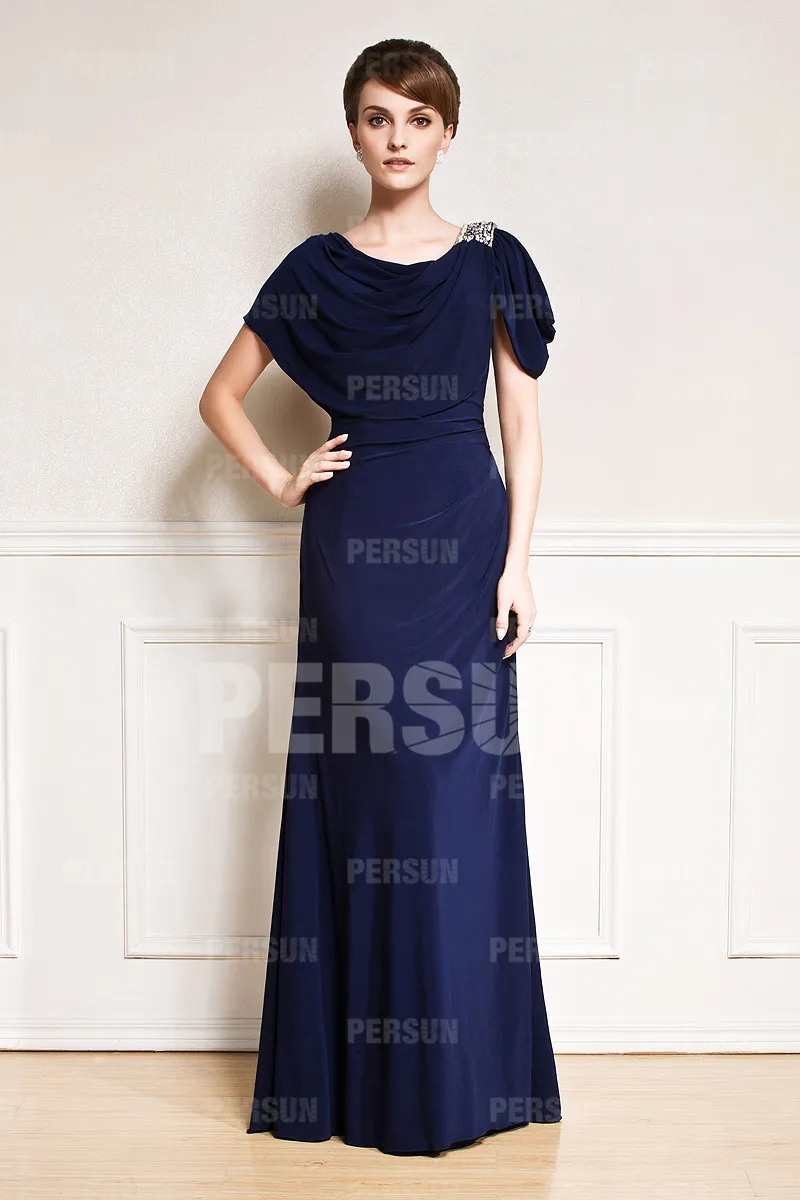 Robe soirée de mariage longue au sol avec courte manche