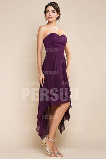 Robe témoin mariage bustier coeur courte devant longue derrière