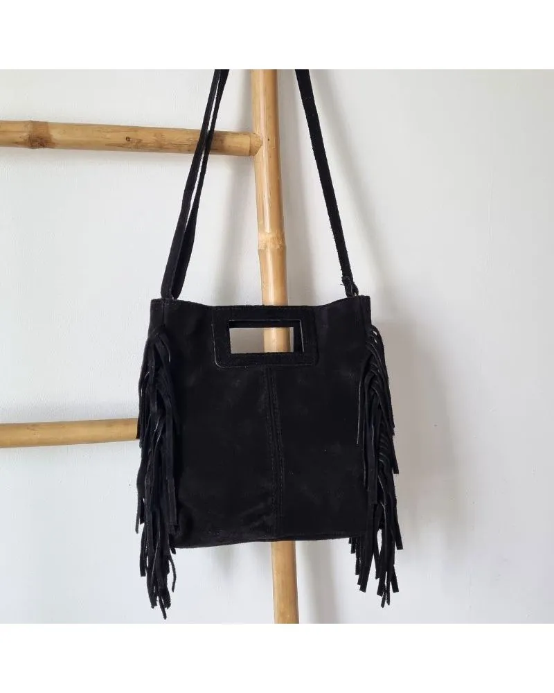Sac daim à franges noir  Boho-Chic | Zosha Collection