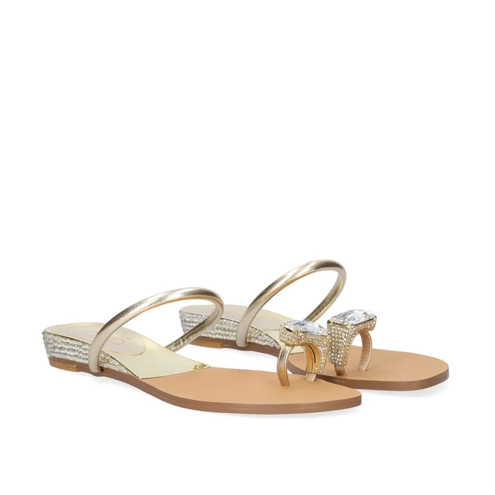 SANDALE COMPENSÉE LIVIA-154 STRASS OR