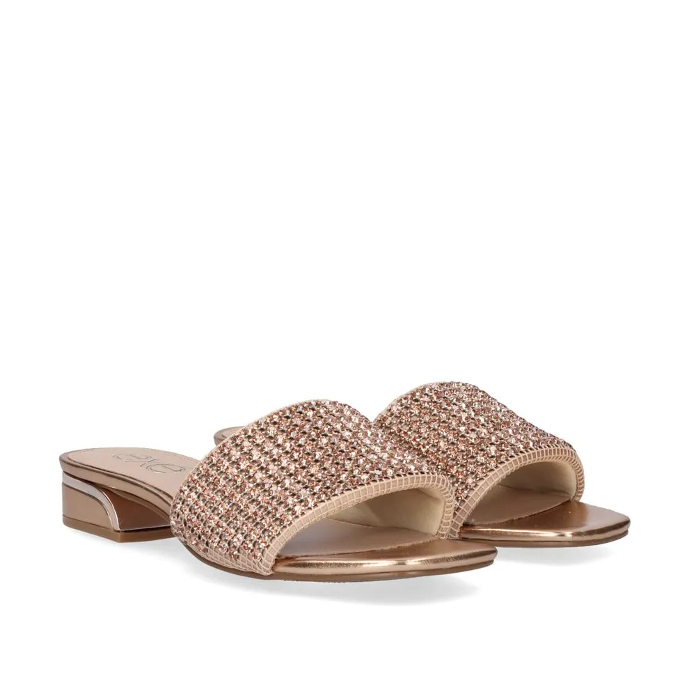 SANDALE PLATE EXÉ MARA-807 STRASS ROSE OR
