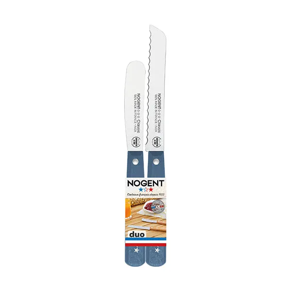 Set couteau à pain 11cm et tartineur 8cm bleu Nogent 