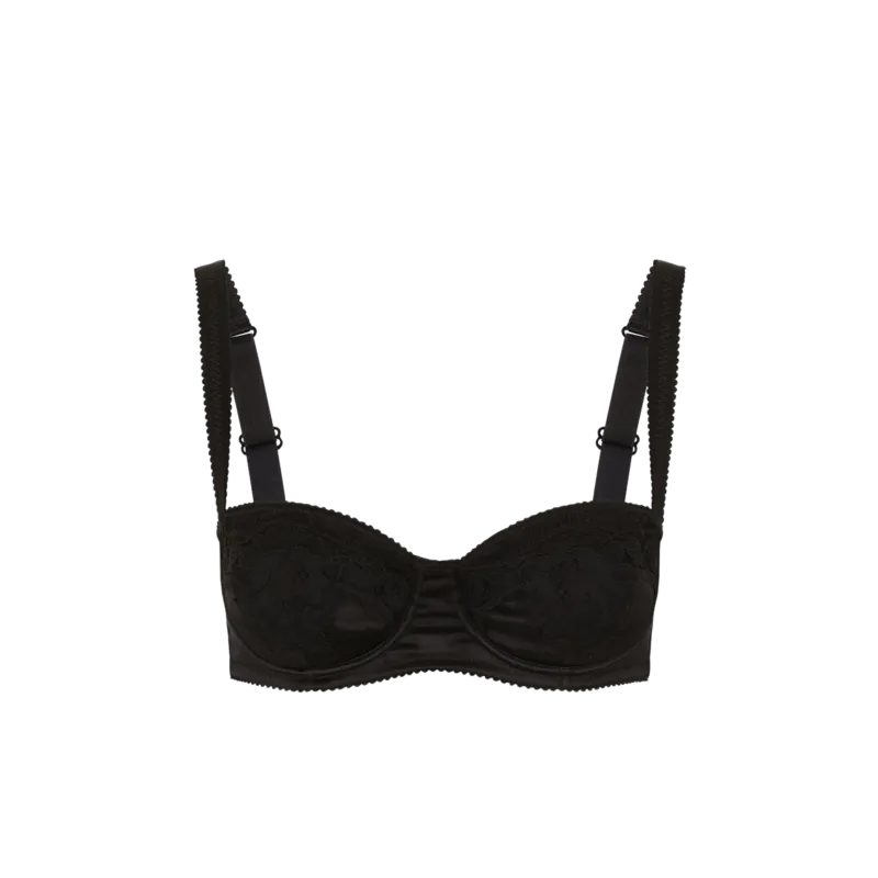 Soutien-gorge balconnet demi-mousse satin dentelle Noir
