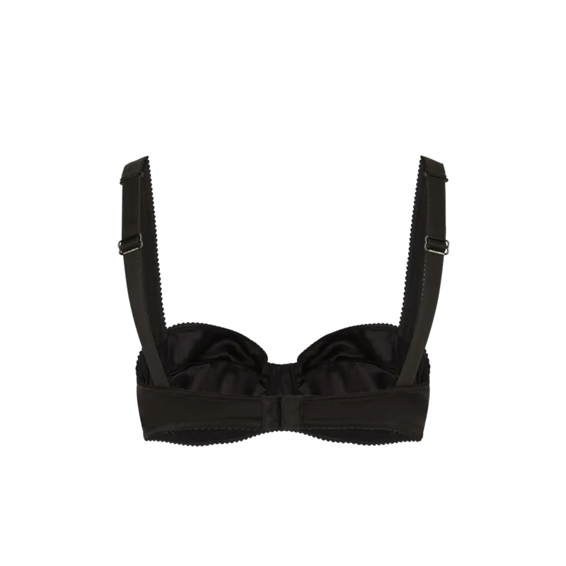 Soutien-gorge balconnet demi-mousse satin dentelle Noir