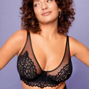 Soutien-gorge triangle plongeant armatures noir en dentelle | 3 Suisses
