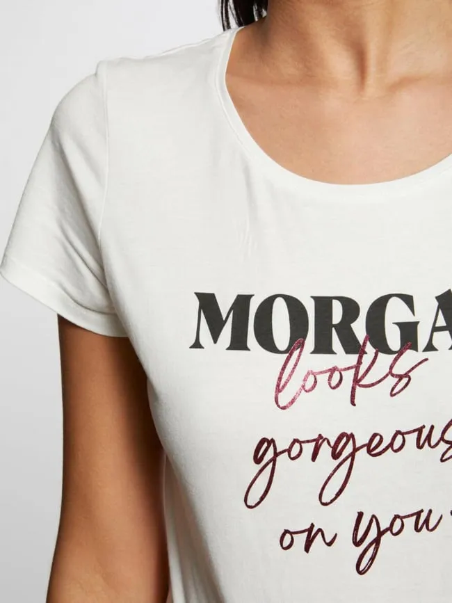 T-shirt message looks blanc femme - Morgan | wimod