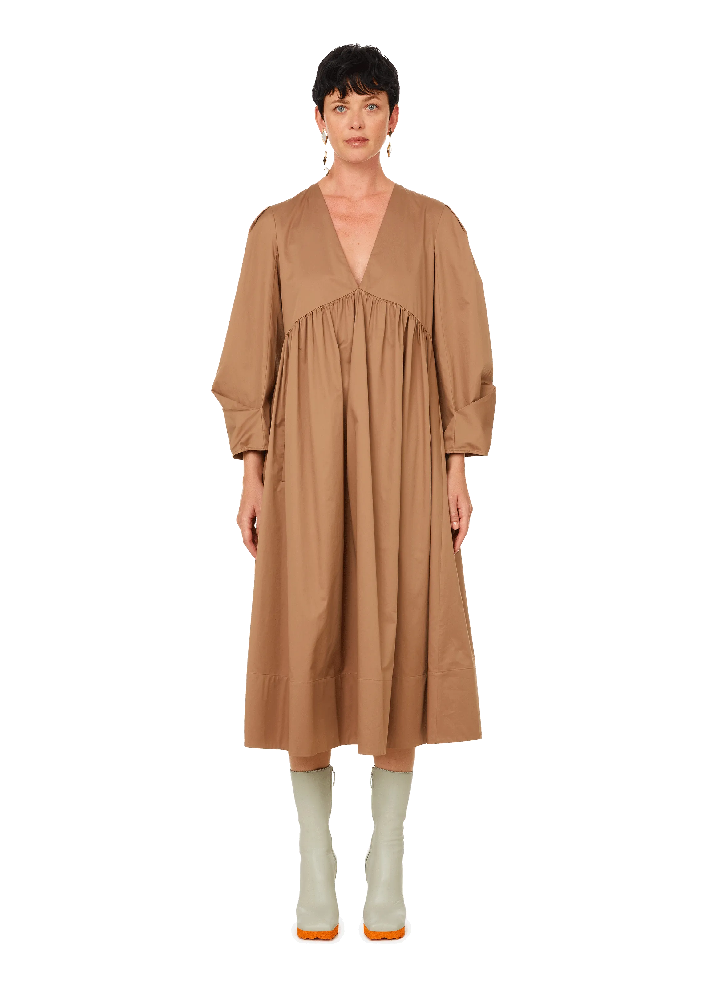 TIBI  Robe en popeline  - Marron