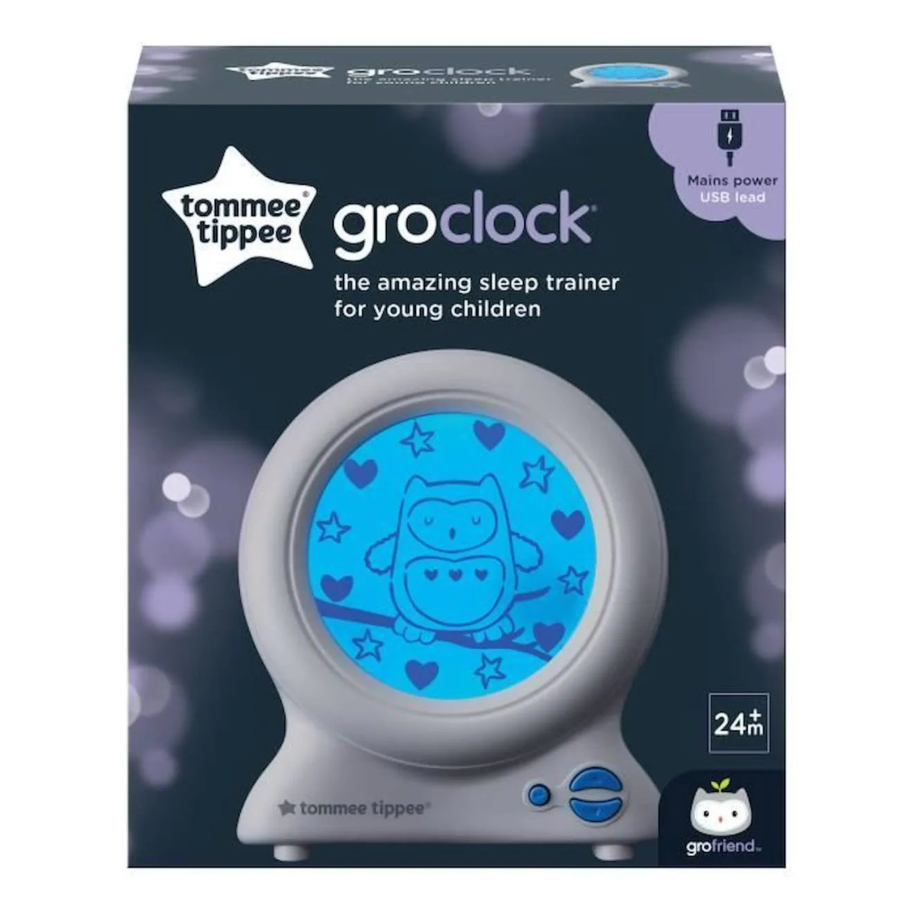 TOMMEE TIPPEE Réveil Éducatif Groclock, Réveil et Veilleuse pour Jeunes Enfants, Alimenté par USB blanc - Tommee Tippee