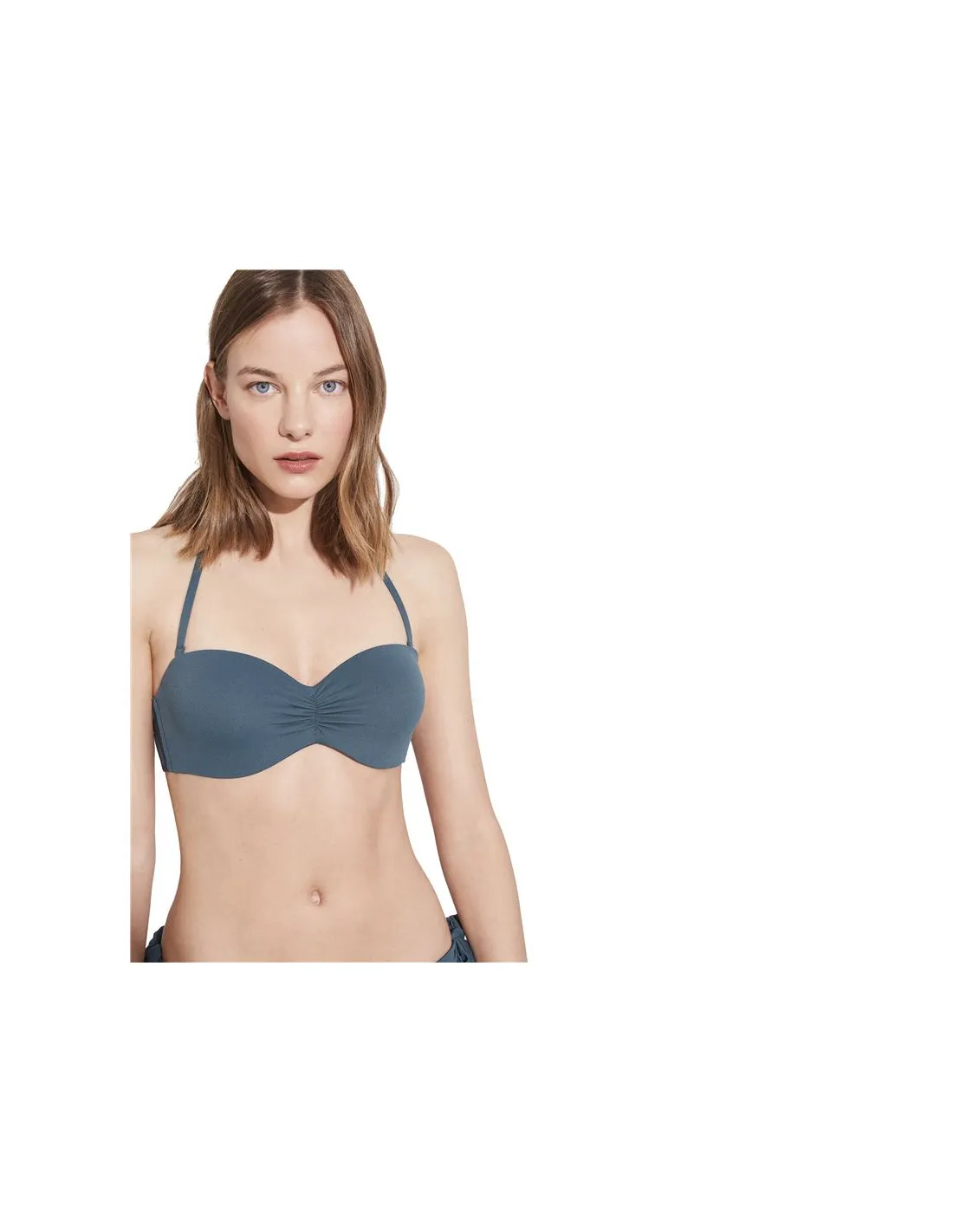 Top de bikini Ysabel Mora Bandeau Push-Up B Cup Bleu